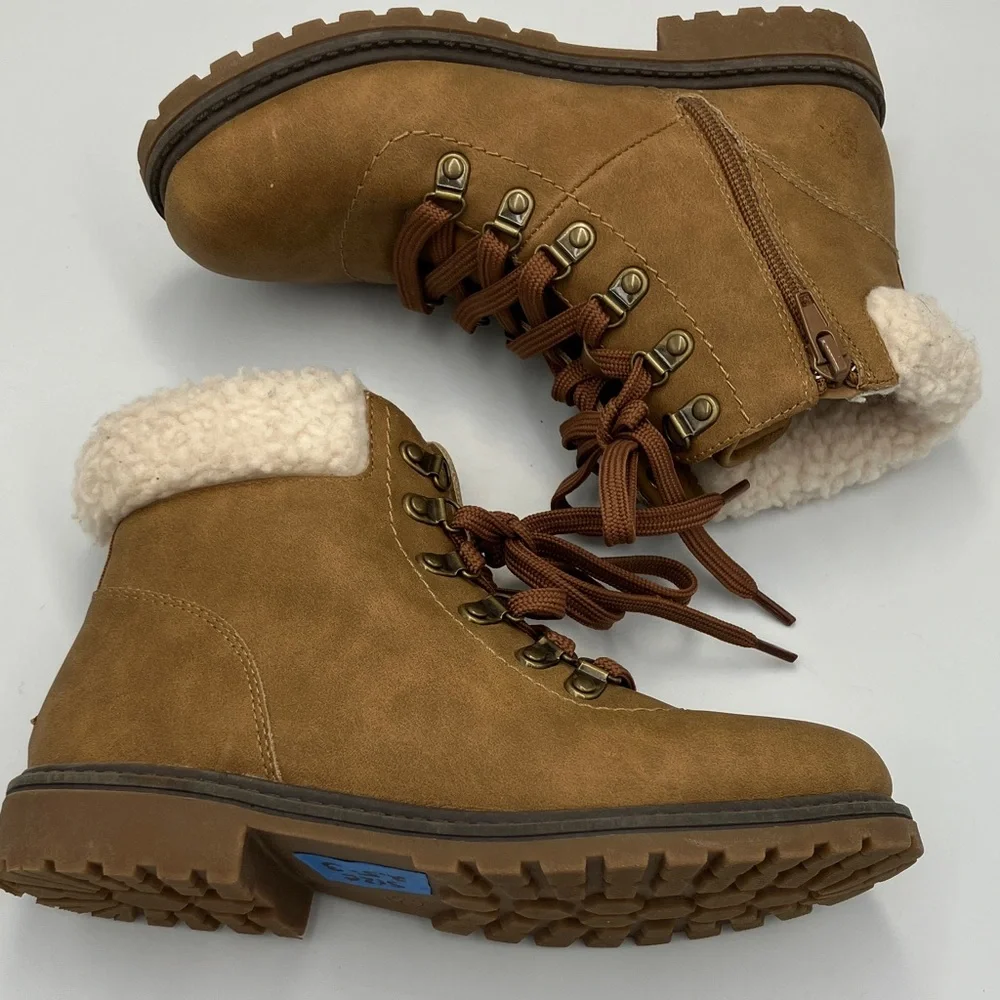 Walkx Kids Sherlong Lined Lace-Up Ankle Boots - Tan/ Medium Brown 34 EU / 2.5
